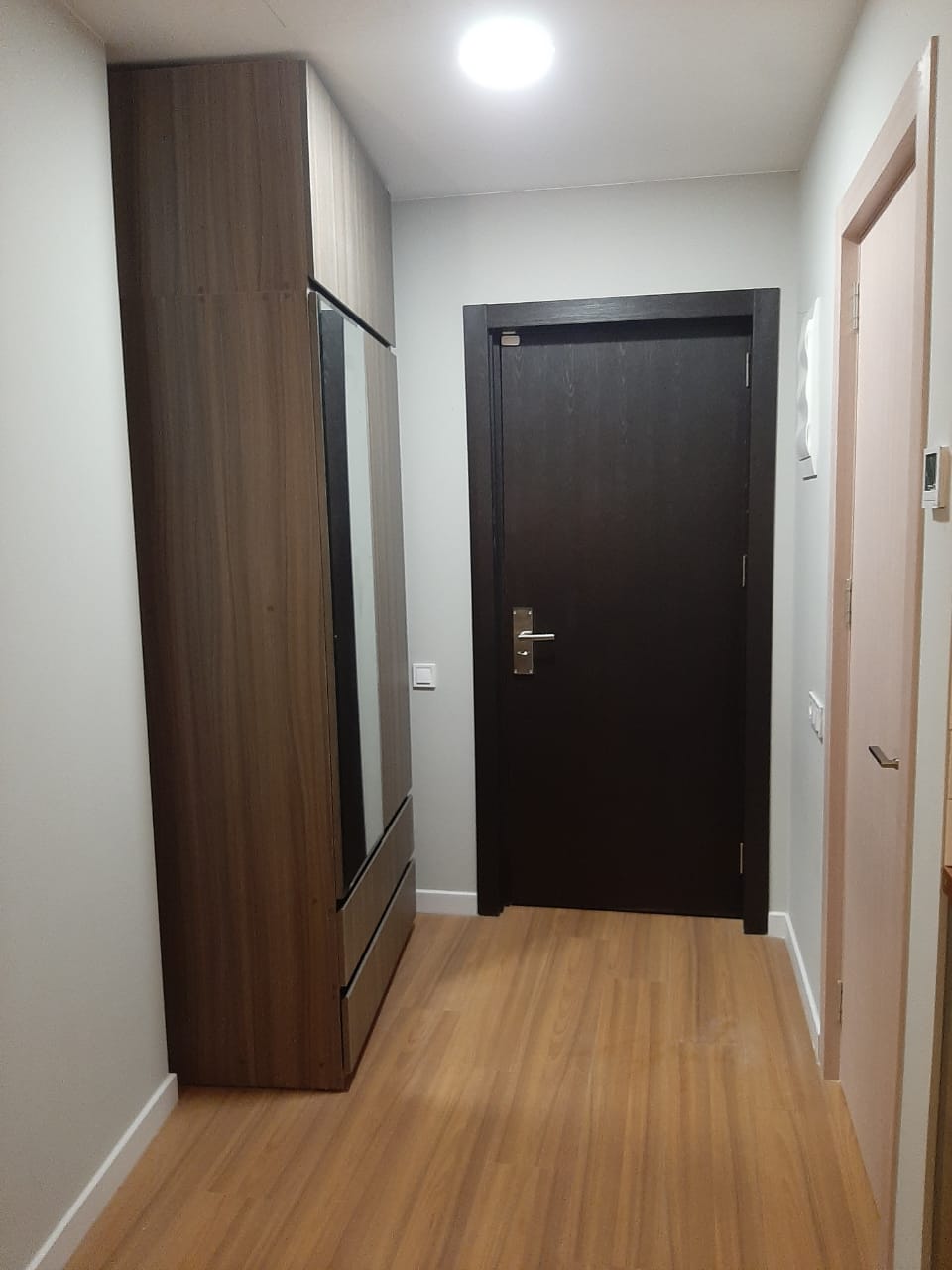 White Sails 6th floor apartment entrance hallway built-in wardrobe oak flooring front door